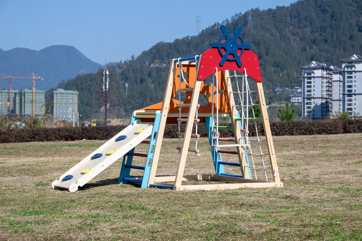 Large Solid Wood Climbing Fram - Kids Outdoor Wooden Climbing Frame ulasan dan harga
