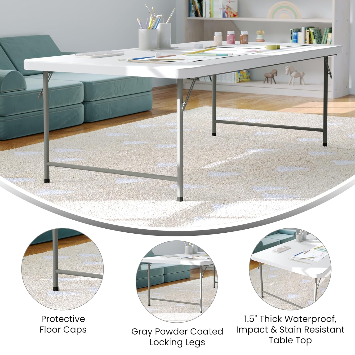 Kids 4.93ft Plastic Folding Ta - Kids Outdoor Folding Table ulasan dan harga