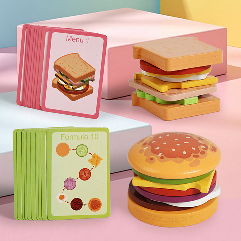 ·NewWooden Hamburg Sandwich St - Kids Outdoor Kitchen Accessories ulasan dan harga